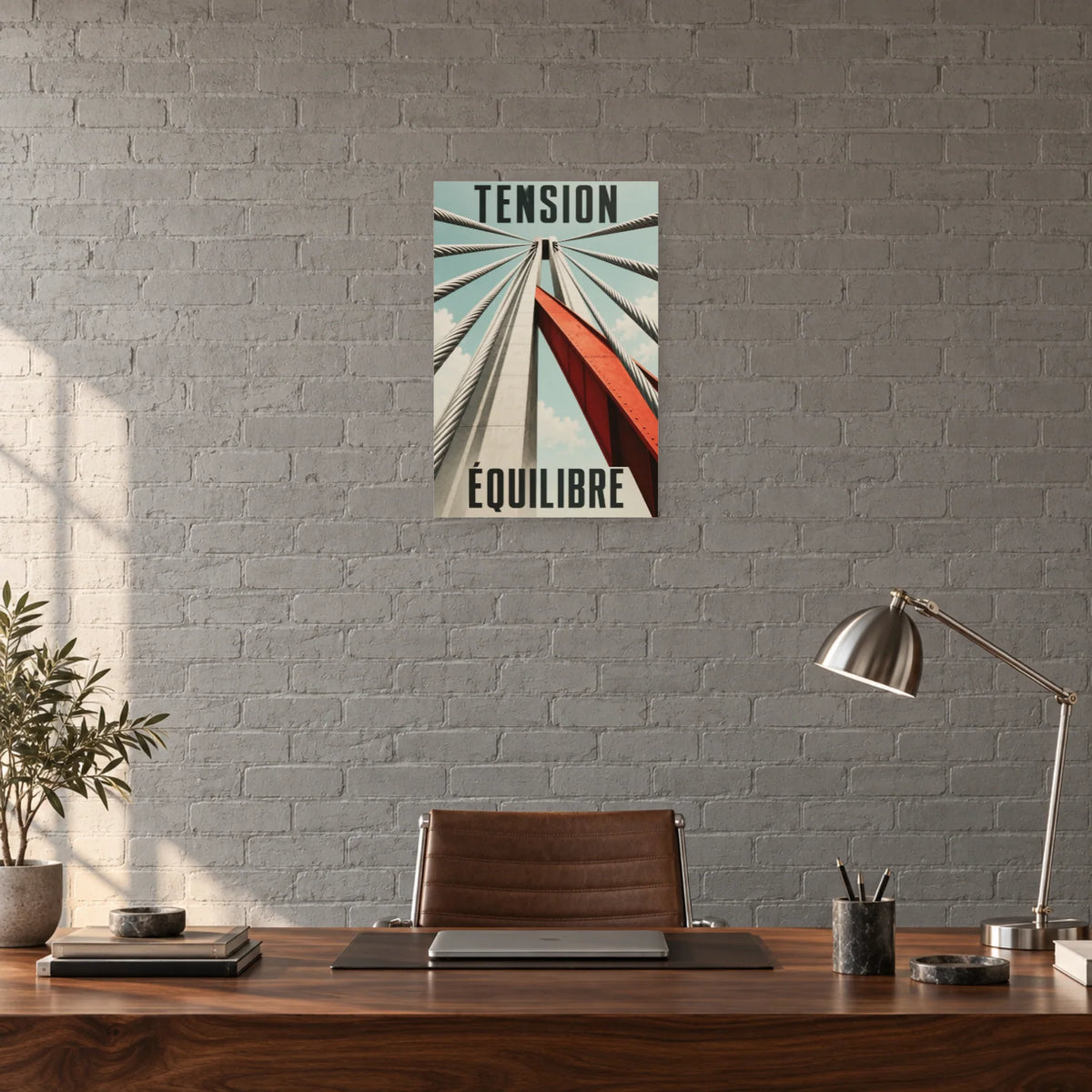 Affiche Câbles - Tension et équilibre dans un bureau - Art Virtuoso