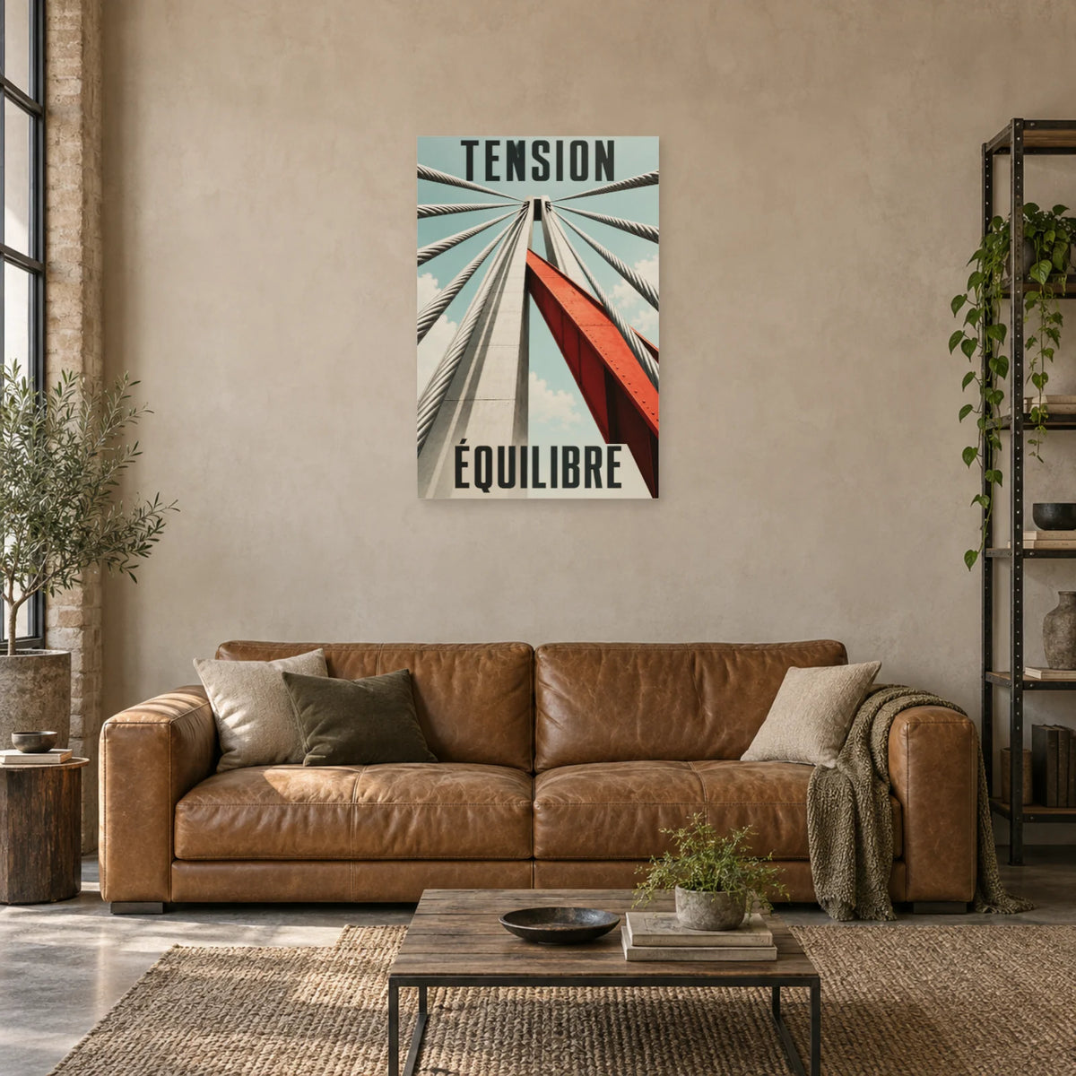 Affiche Câbles - Tension et équilibre dans un salon - Art Virtuoso