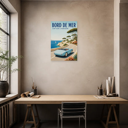 Affiche Cabriolet – Bord de mer dans un bureau - Art Virtuoso