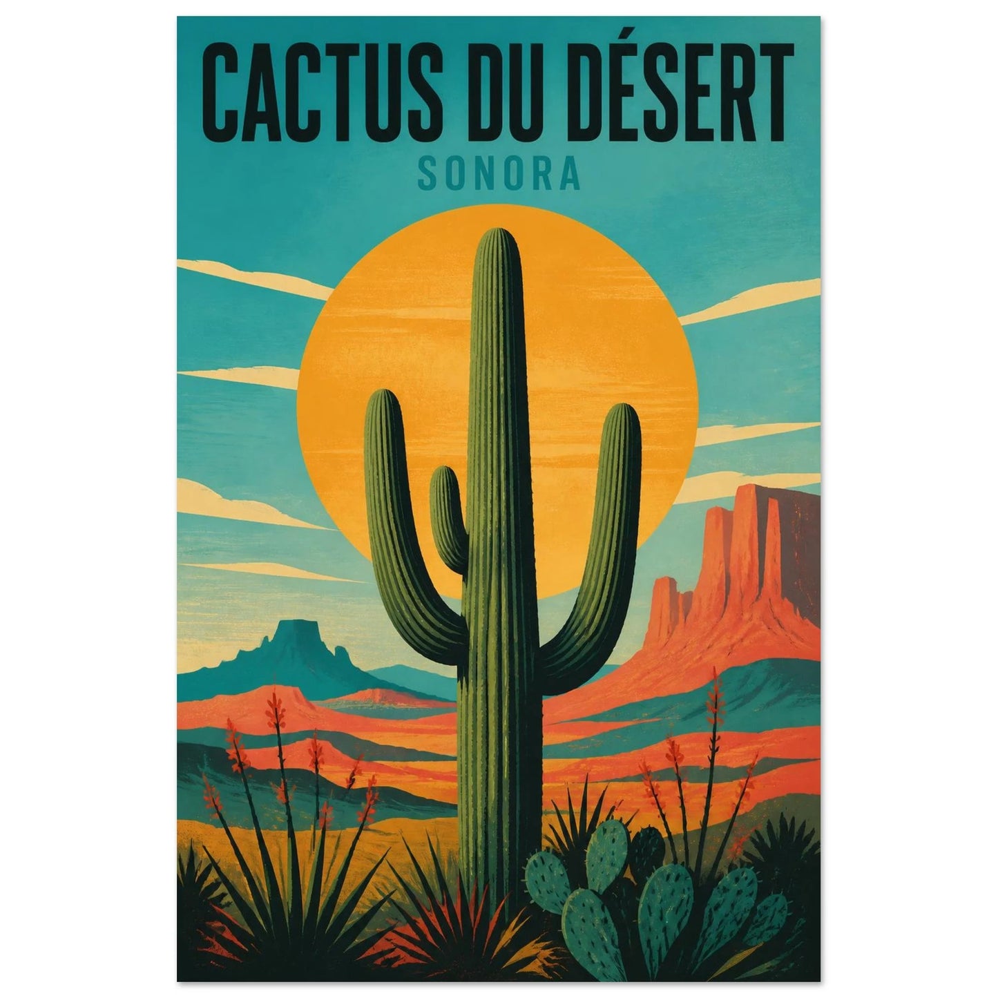 Affiche Cactus du Désert – Sonora, photographie éditoriale verticale, format 60 × 90 cm