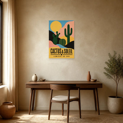Affiche Cactus & Soleil – Lumière du Sud dans un bureau - Art Virtuoso