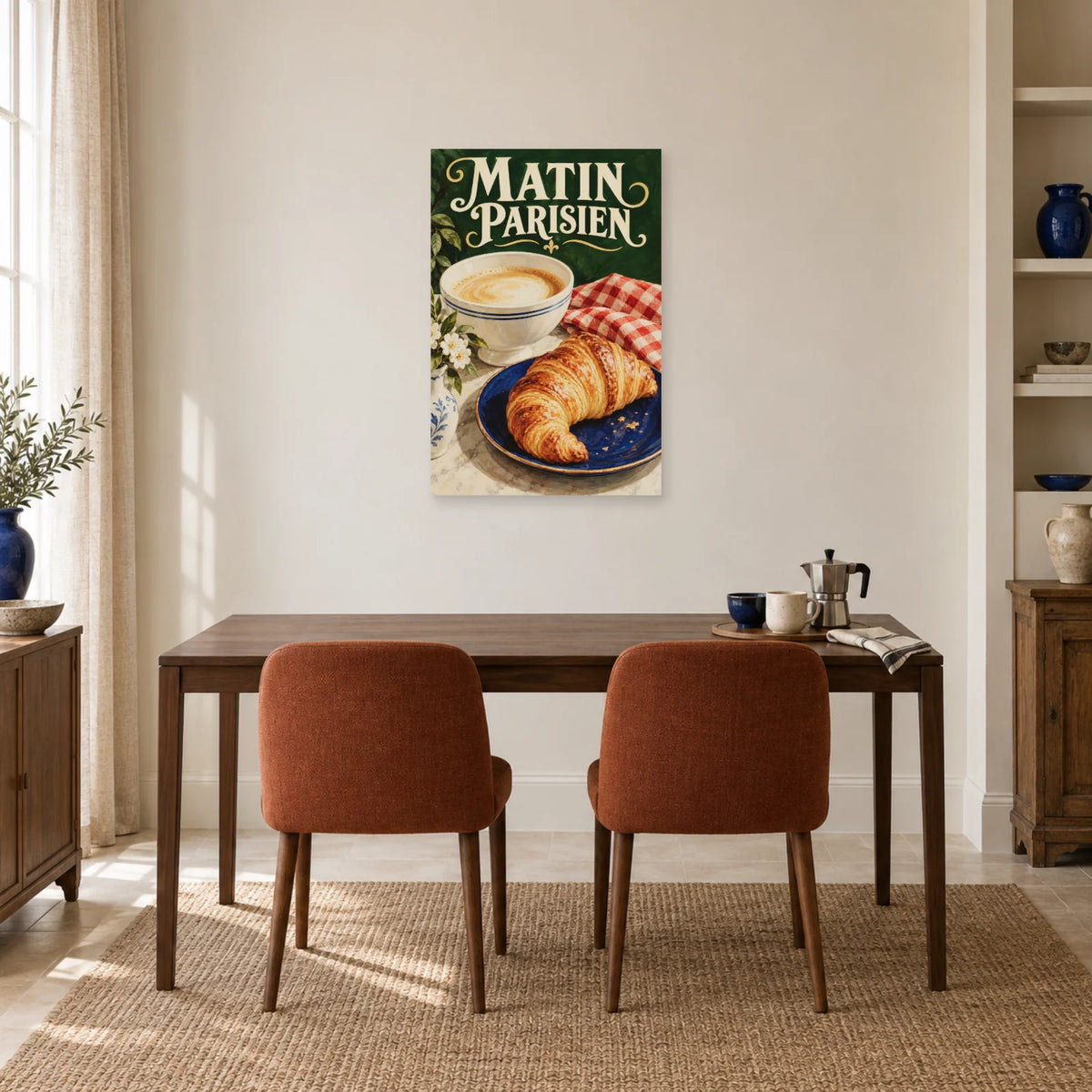 Affiche Café et croissant - Matin parisien dans une salle à manger - Art Virtuoso