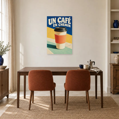 Affiche Café à emporter - En chemin dans une salle à manger - Art Virtuoso