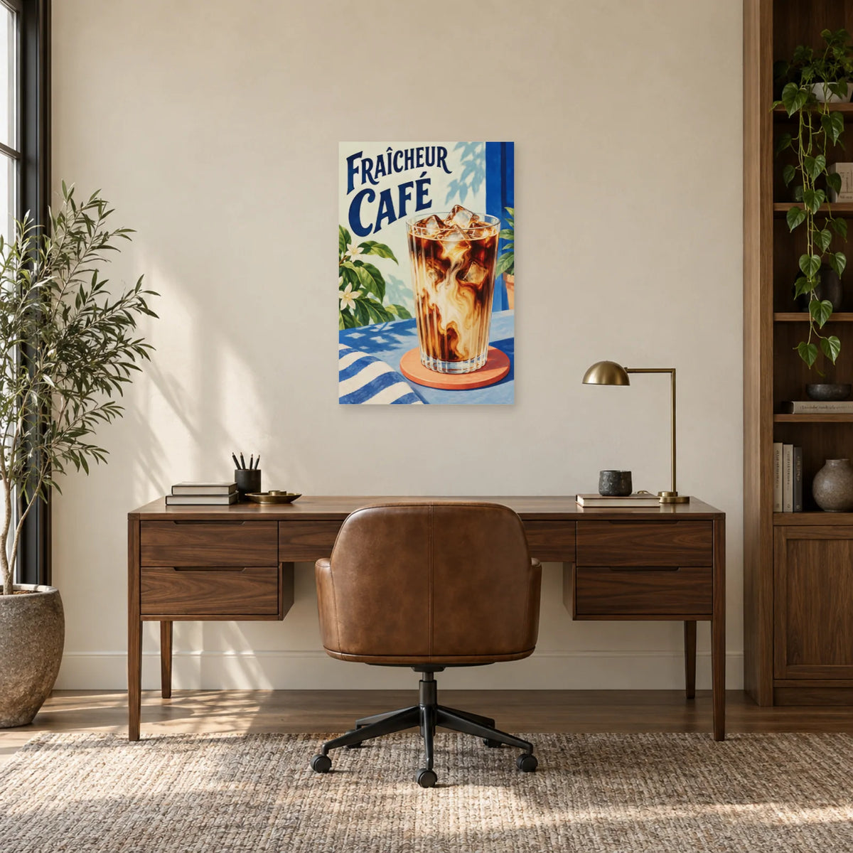 Affiche Café glacé - Fraîcheur café dans un bureau - Art Virtuoso