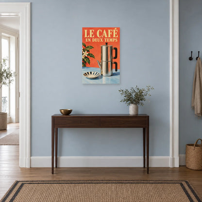Affiche Cafetière napolitaine - Le café en deux temps dans une entrée ou un couloir - Art Virtuoso