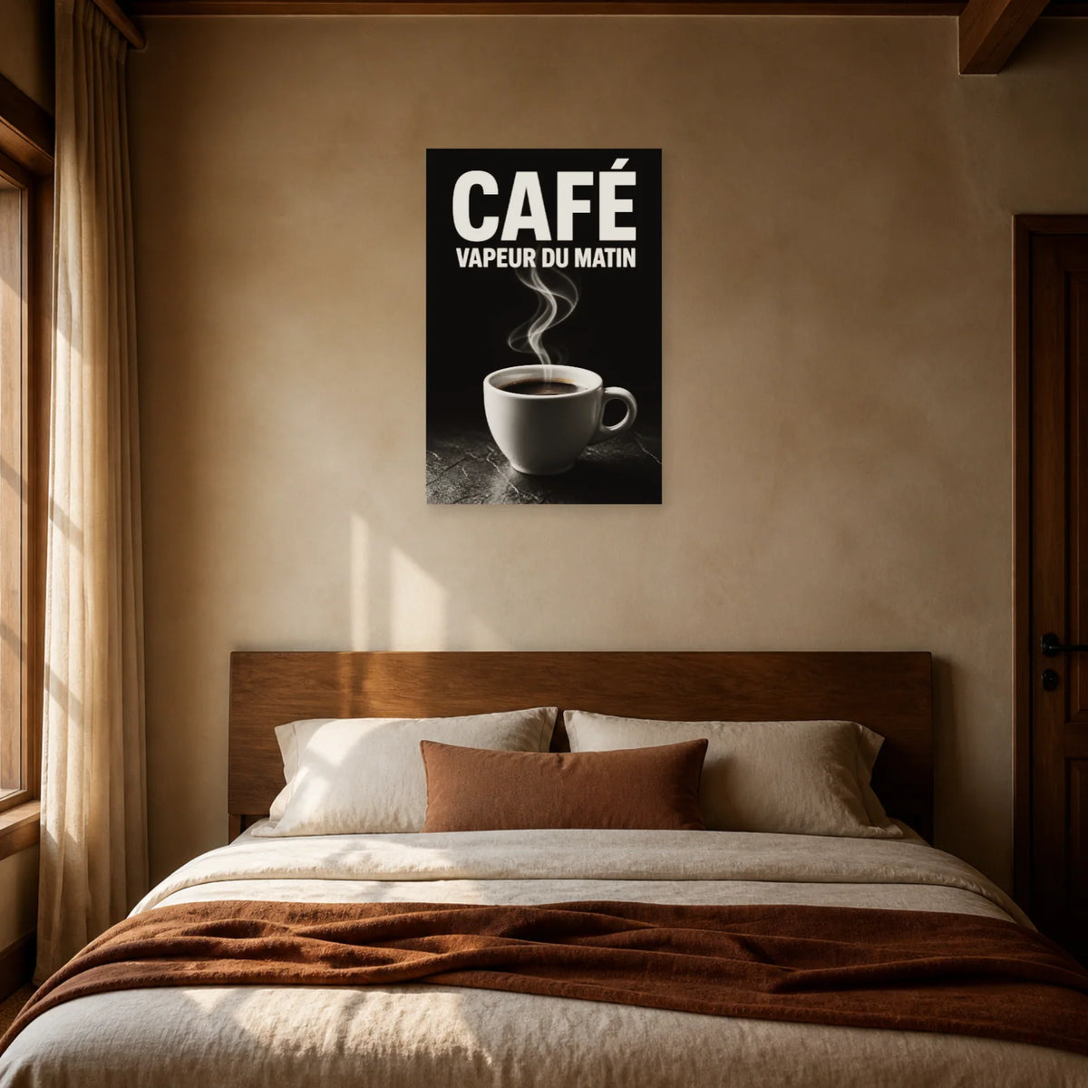 Affiche Café – Vapeur du Matin dans une chambre - Art Virtuoso