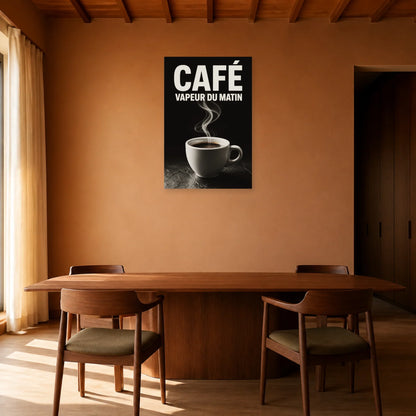 Affiche Café – Vapeur du Matin dans une salle à manger - Art Virtuoso