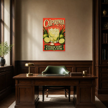 Affiche Caïpirinha, citron vert et canne à sucre dans un bureau - Art Virtuoso