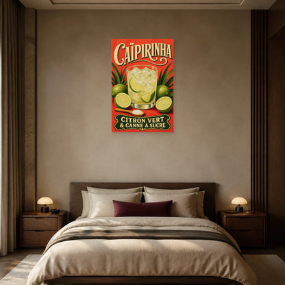 Affiche Caïpirinha, citron vert et canne à sucre dans une chambre - Art Virtuoso