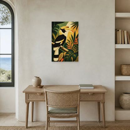 Affiche Calao de jungle moderniste dans un bureau - Art Virtuoso