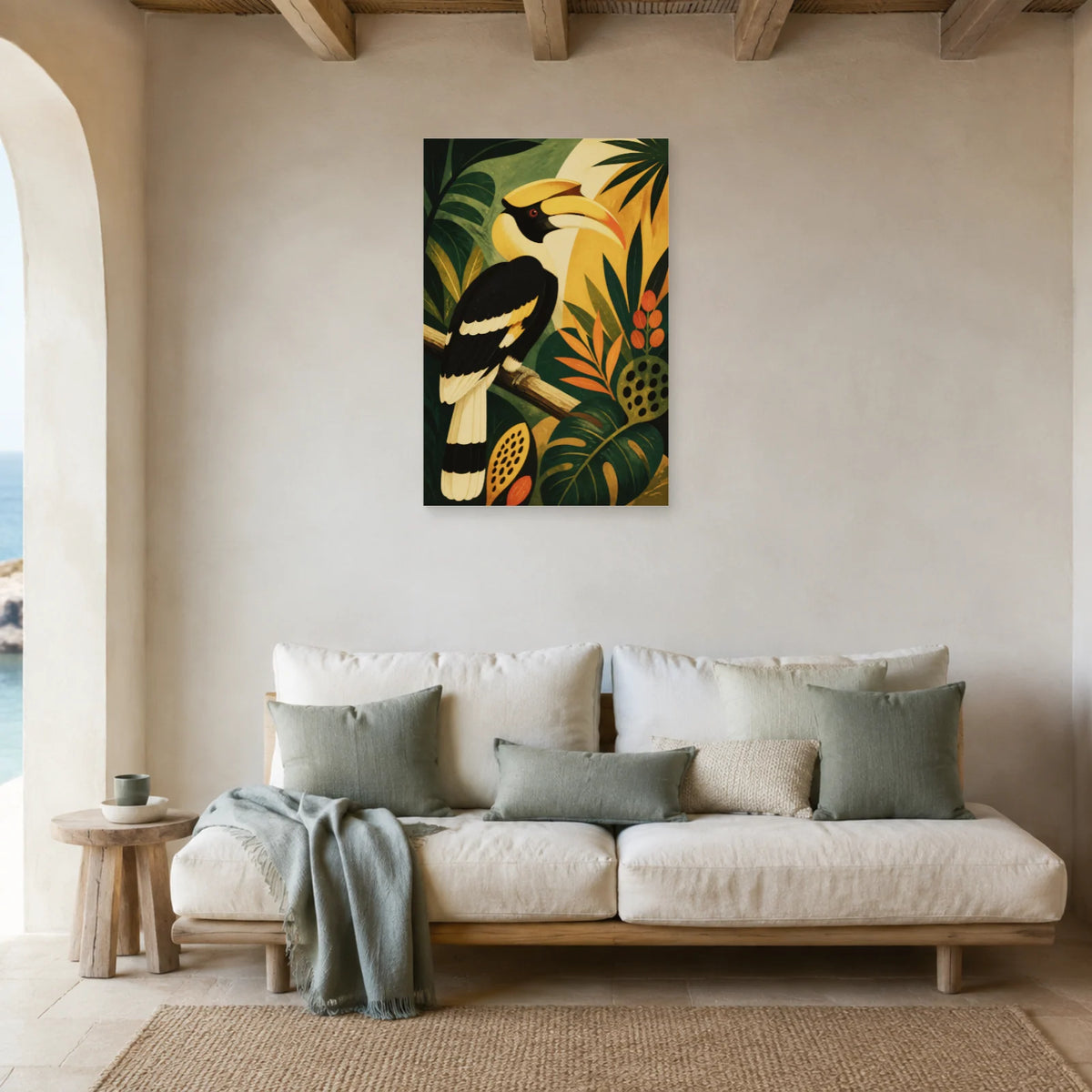 Affiche Calao de jungle moderniste dans un salon - Art Virtuoso