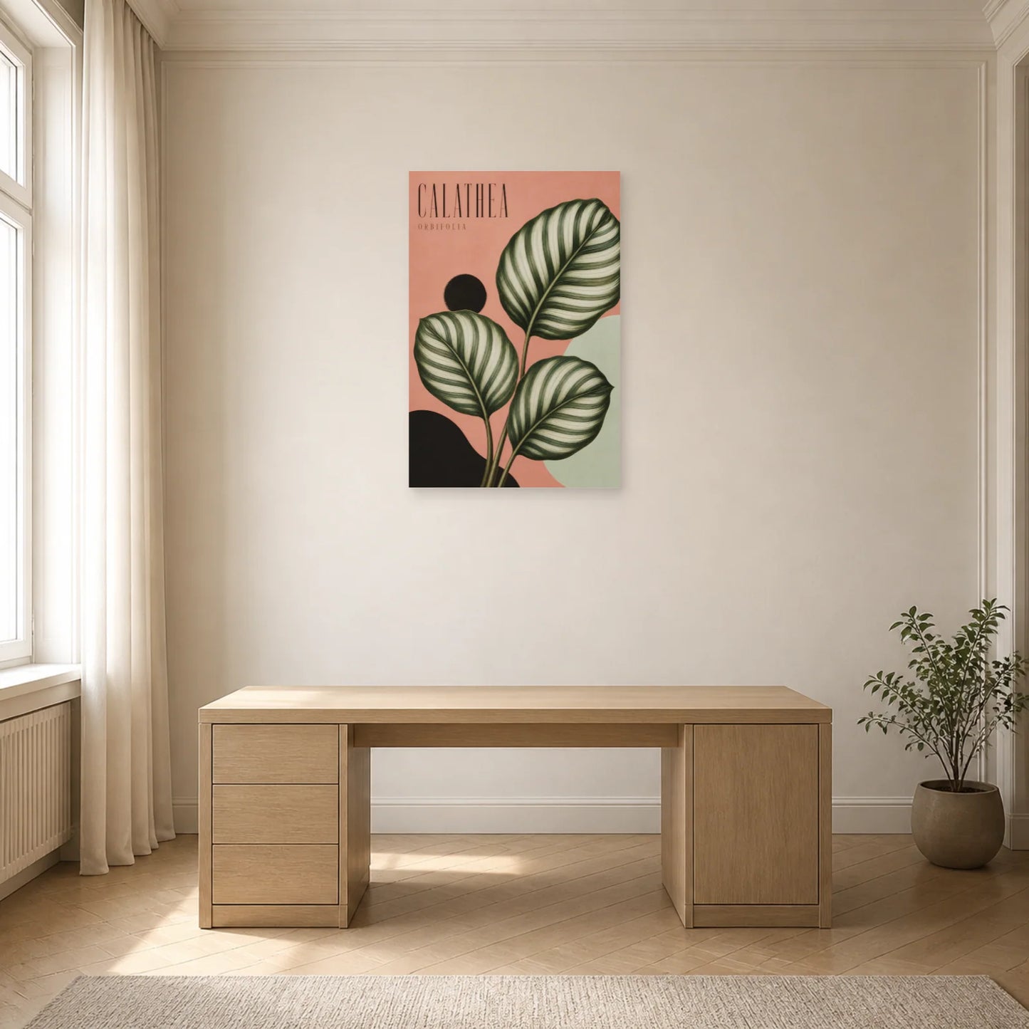 Affiche Calathea – Orbifolia dans un bureau - Art Virtuoso