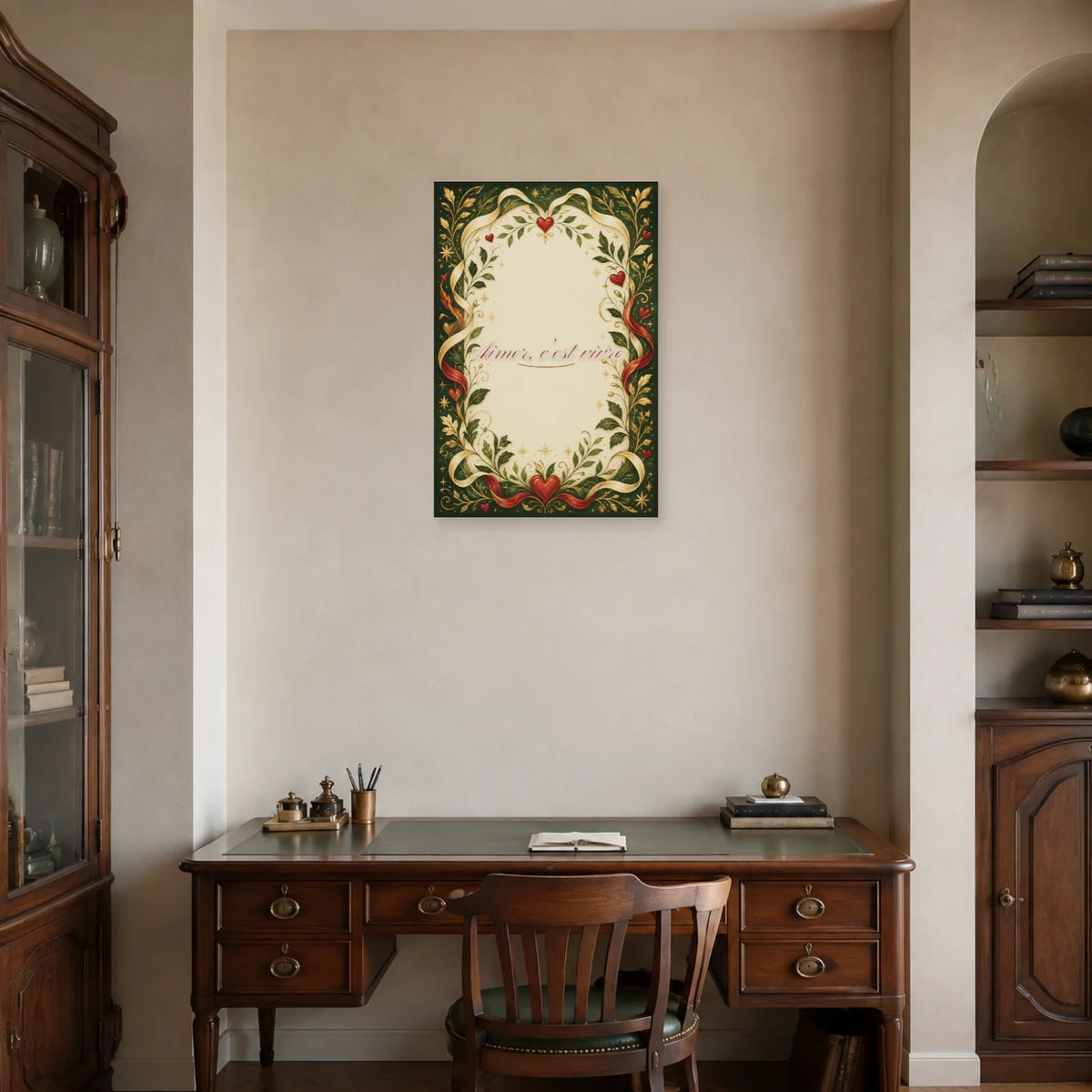 Affiche Aimer, c’est vivre - Affiche calligraphique dans un bureau - Art Virtuoso