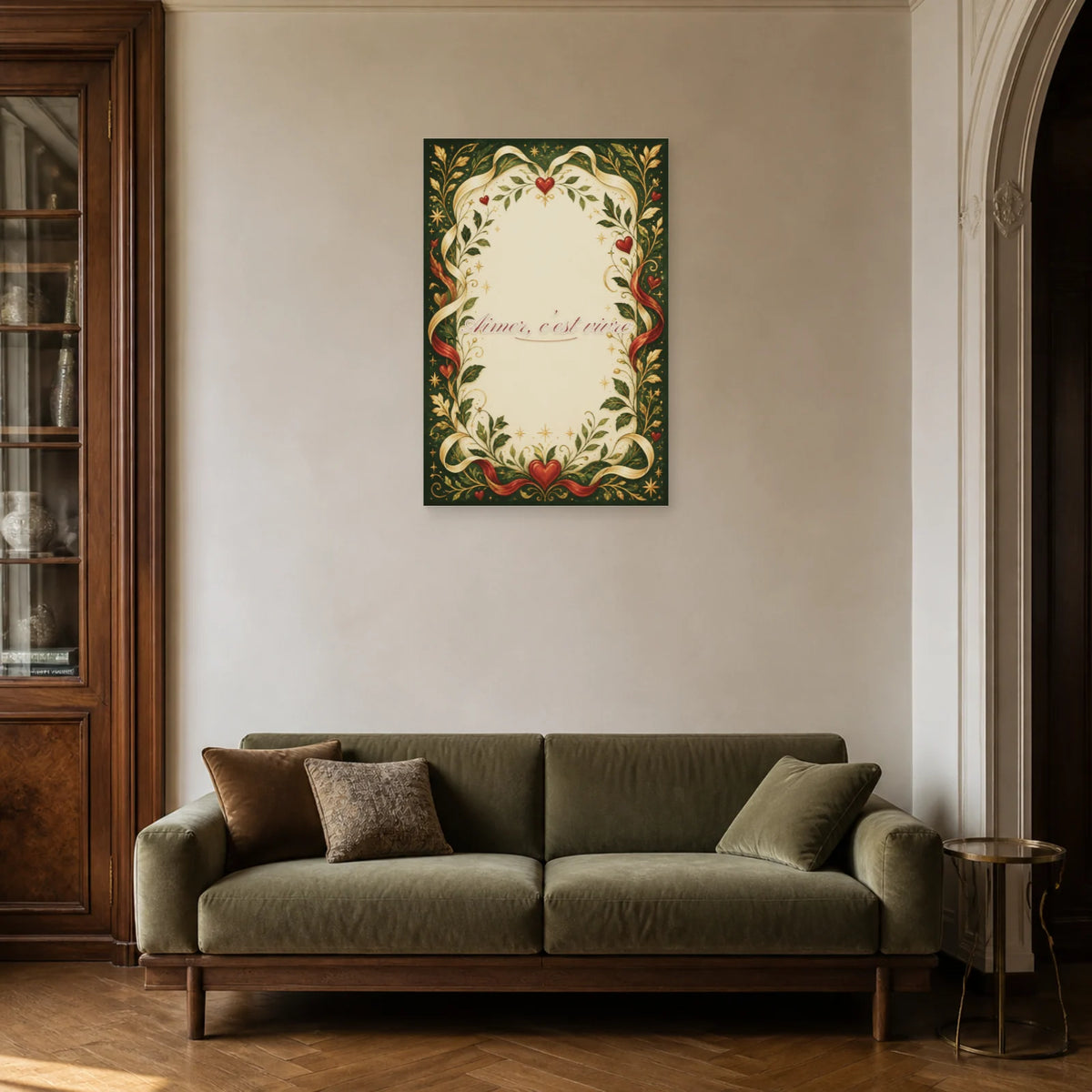 Affiche Aimer, c’est vivre - Affiche calligraphique dans un salon - Art Virtuoso