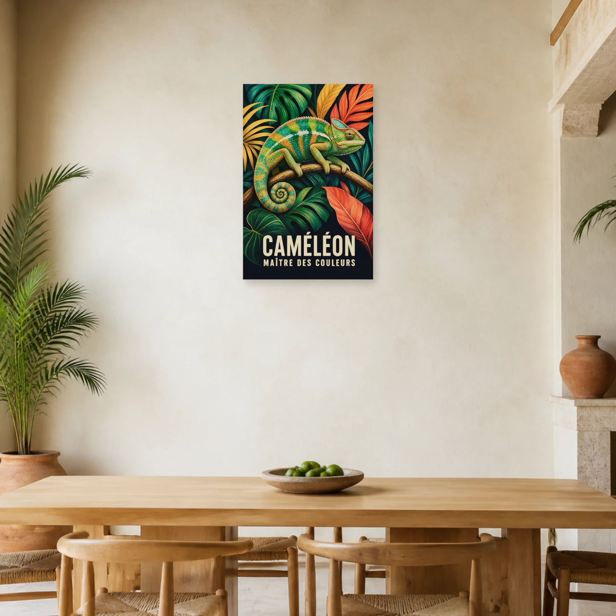 Affiche Caméléon – Maître des couleurs dans une salle à manger - Art Virtuoso