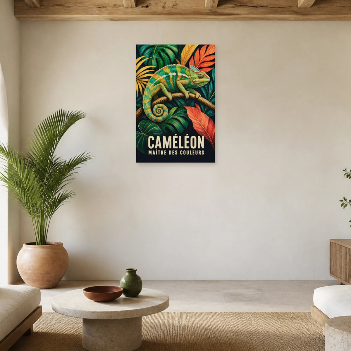 Affiche Caméléon – Maître des couleurs dans un salon - Art Virtuoso