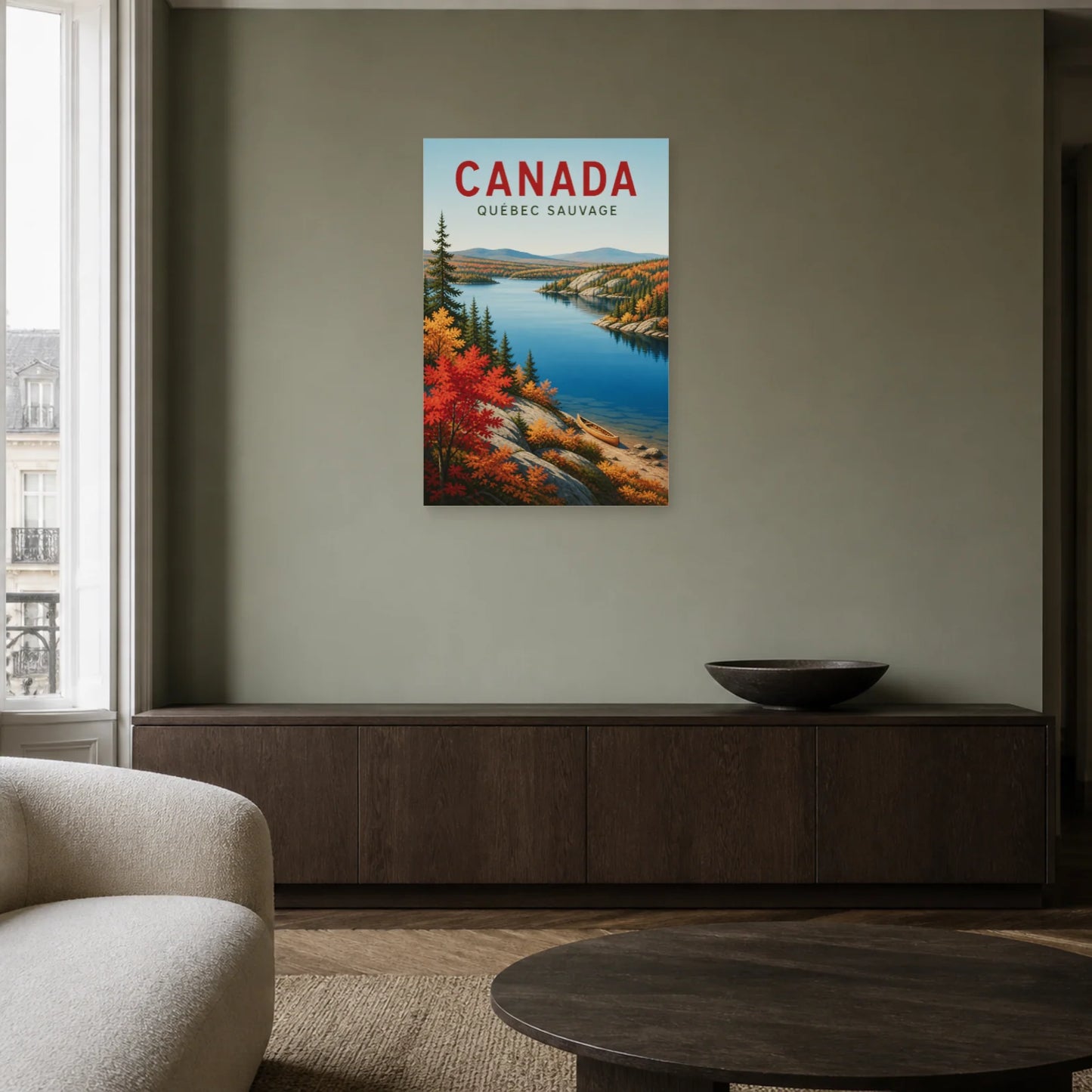 Affiche Canada – Québec Sauvage dans un salon - Art Virtuoso
