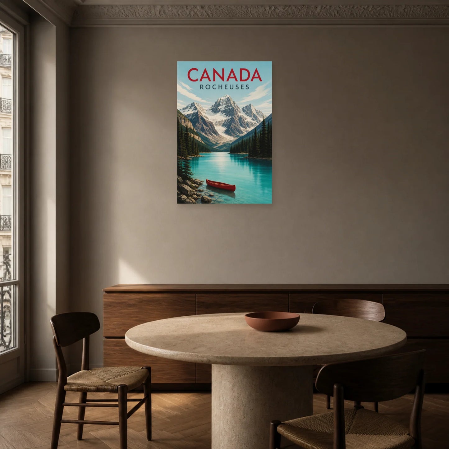 Affiche Canada – Rocheuses dans une salle à manger - Art Virtuoso