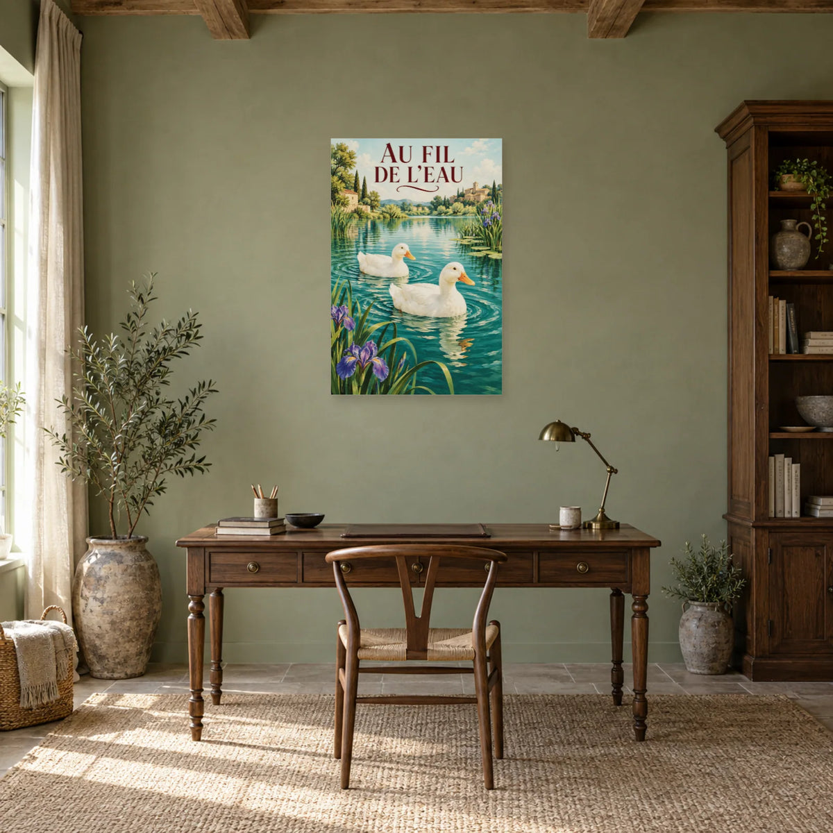 Affiche Canards - Au fil de l'eau dans un bureau - Art Virtuoso