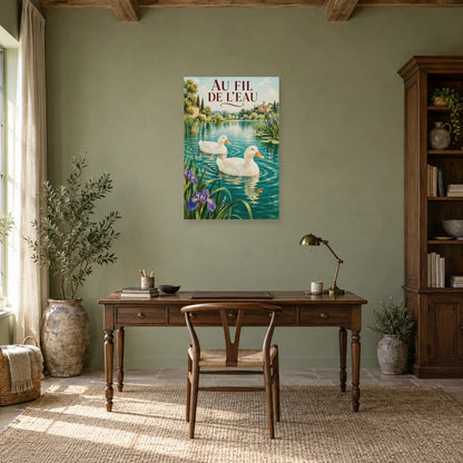 Affiche Canards - Au fil de l'eau dans un bureau - Art Virtuoso
