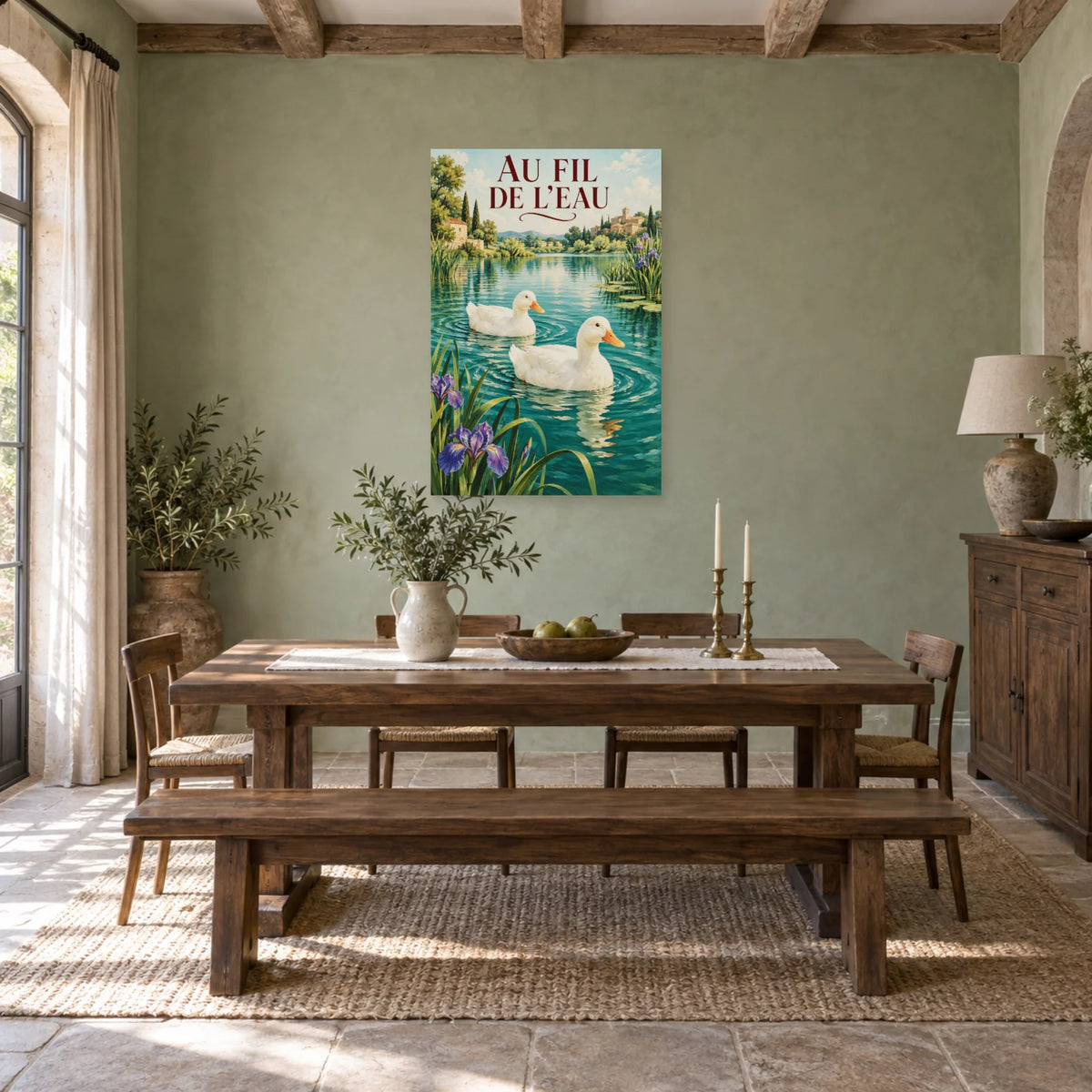 Affiche Canards - Au fil de l'eau dans une salle à manger - Art Virtuoso