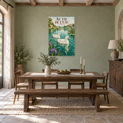 Affiche Canards - Au fil de l'eau dans une salle à manger - Art Virtuoso