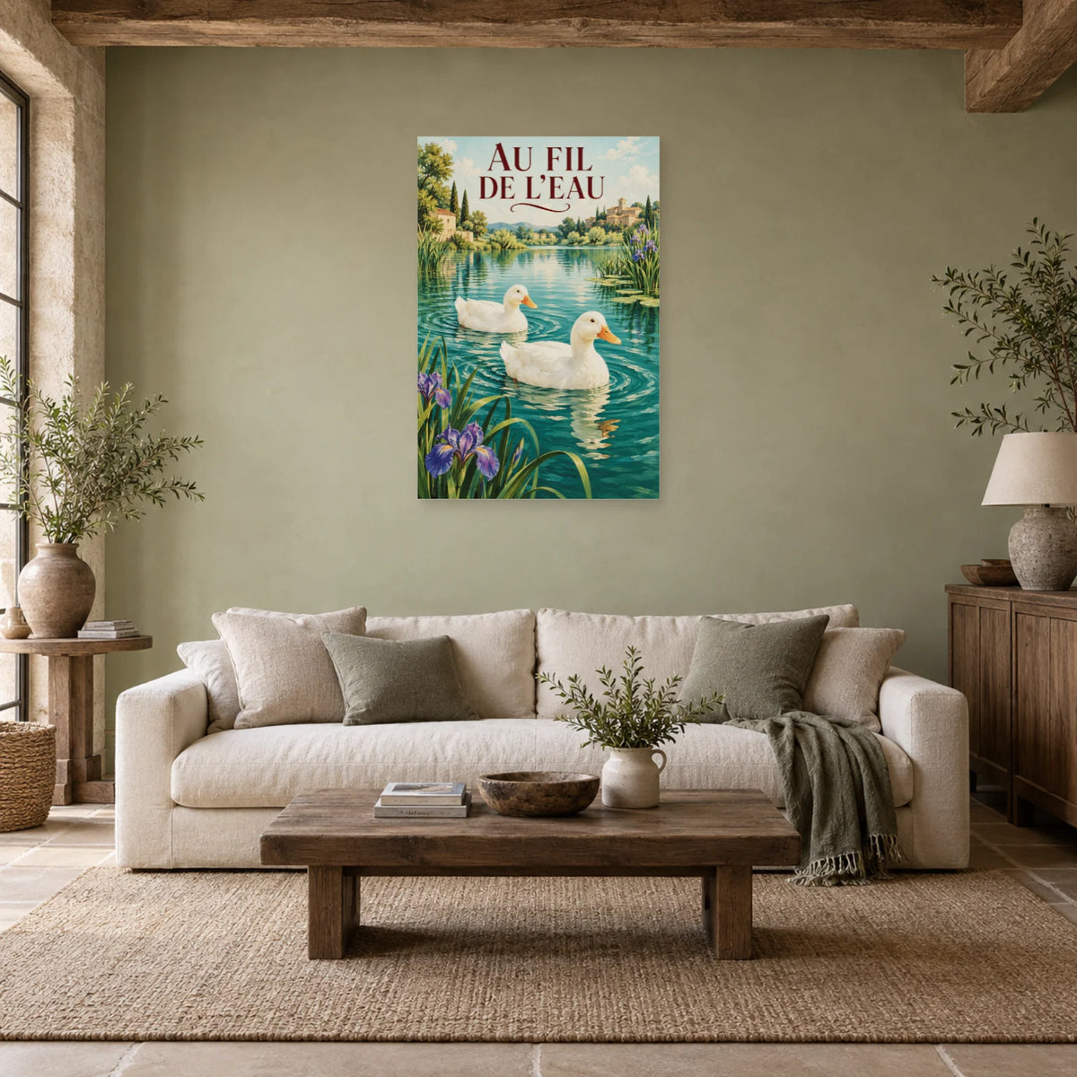 Affiche Canards - Au fil de l'eau dans un salon - Art Virtuoso