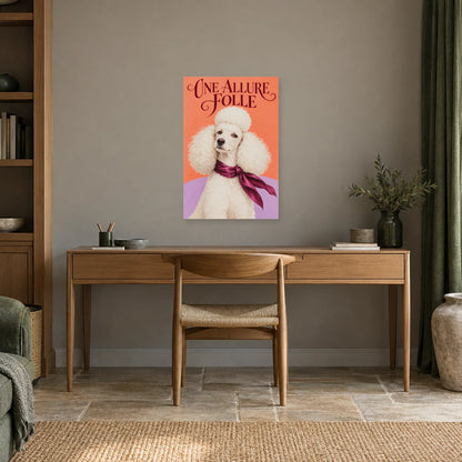 Affiche Caniche - Allure folle dans un bureau - Art Virtuoso