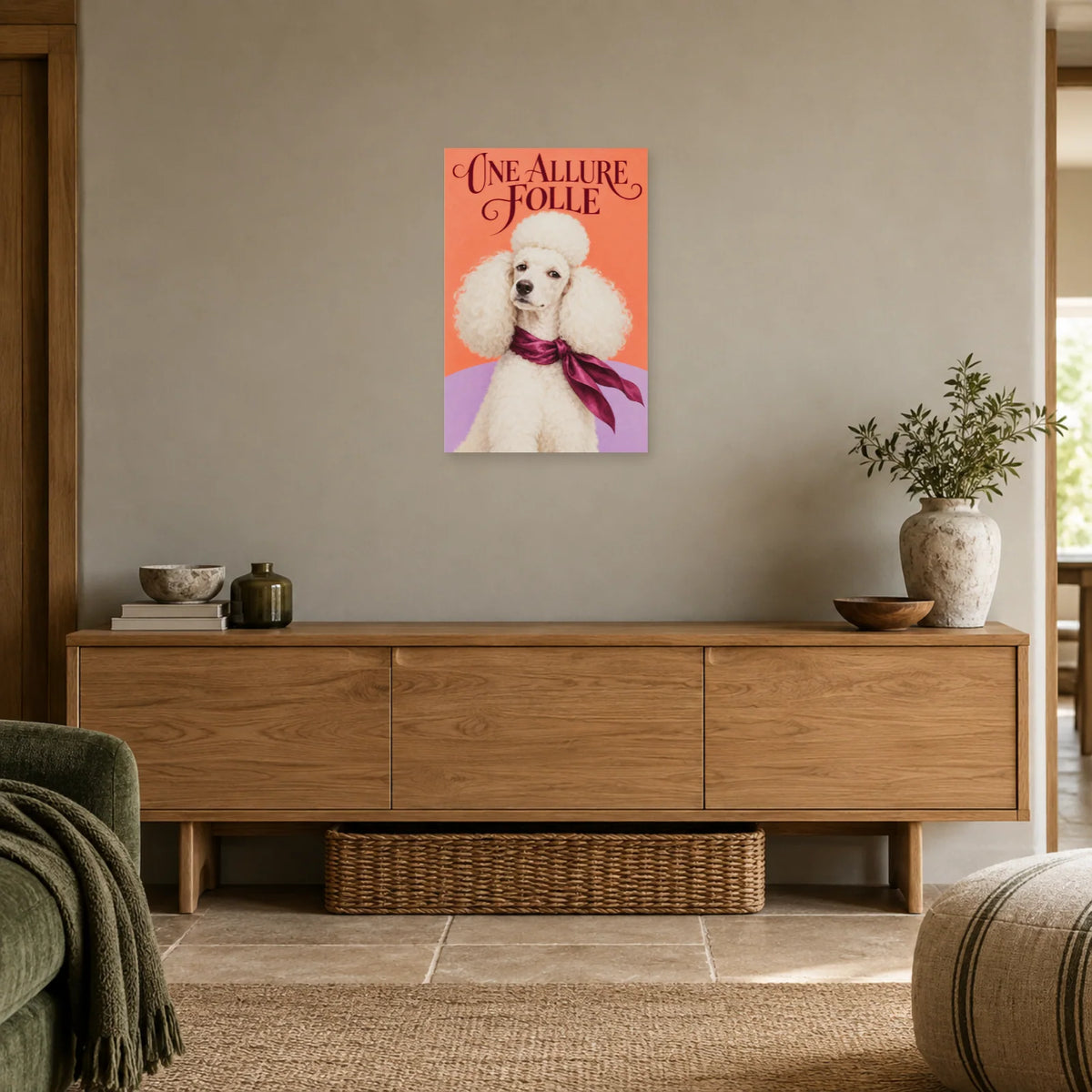 Affiche Caniche - Allure folle dans une entrée ou un couloir - Art Virtuoso