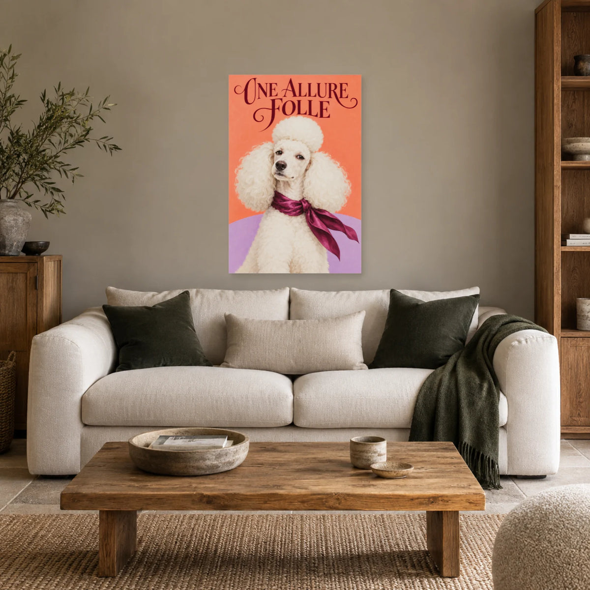 Affiche Caniche - Allure folle dans un salon - Art Virtuoso