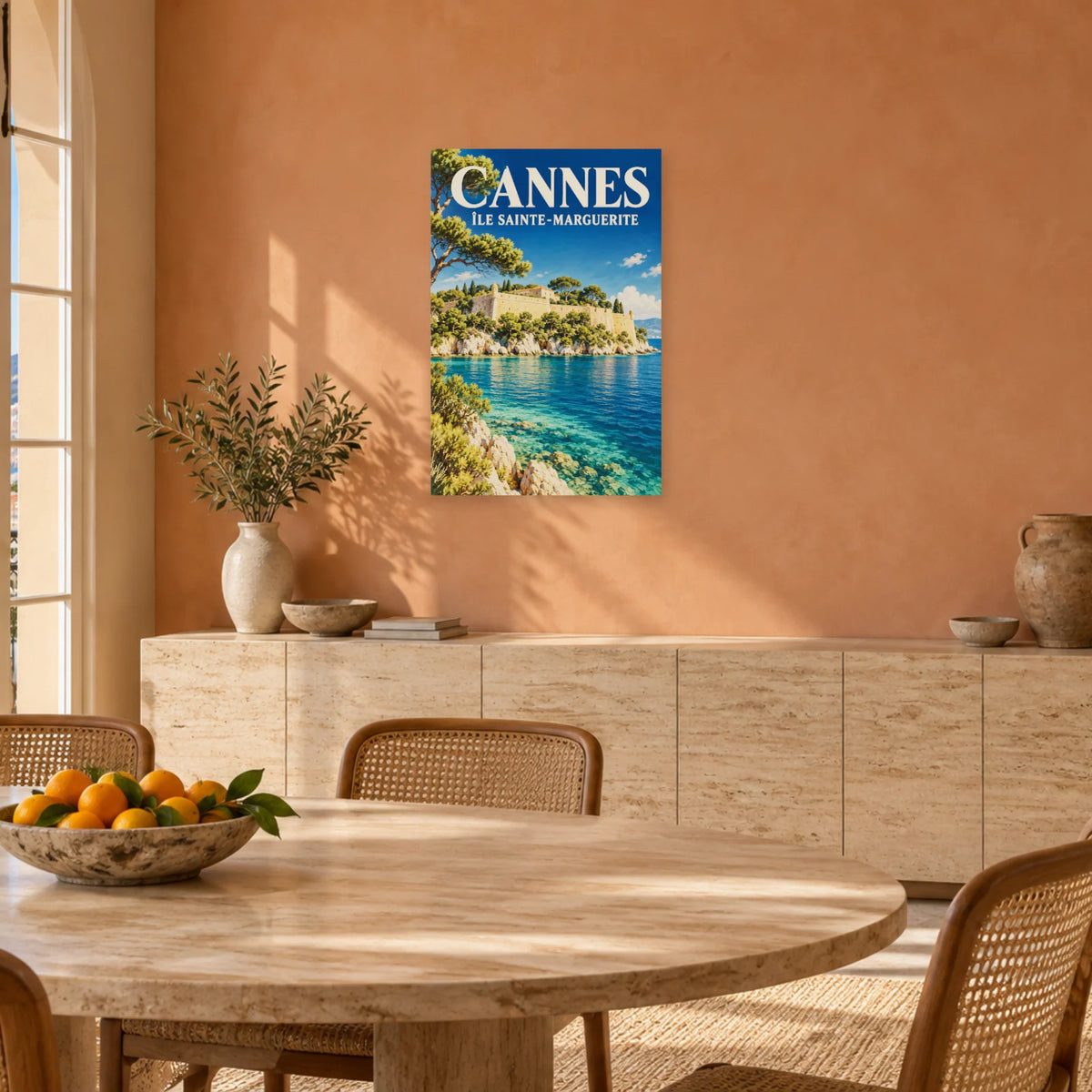 Affiche Cannes - Île Sainte-Marguerite dans une salle à manger - Art Virtuoso
