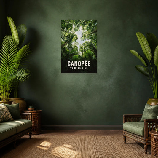 Affiche Canopée – Vue vers le ciel dans un salon - Art Virtuoso