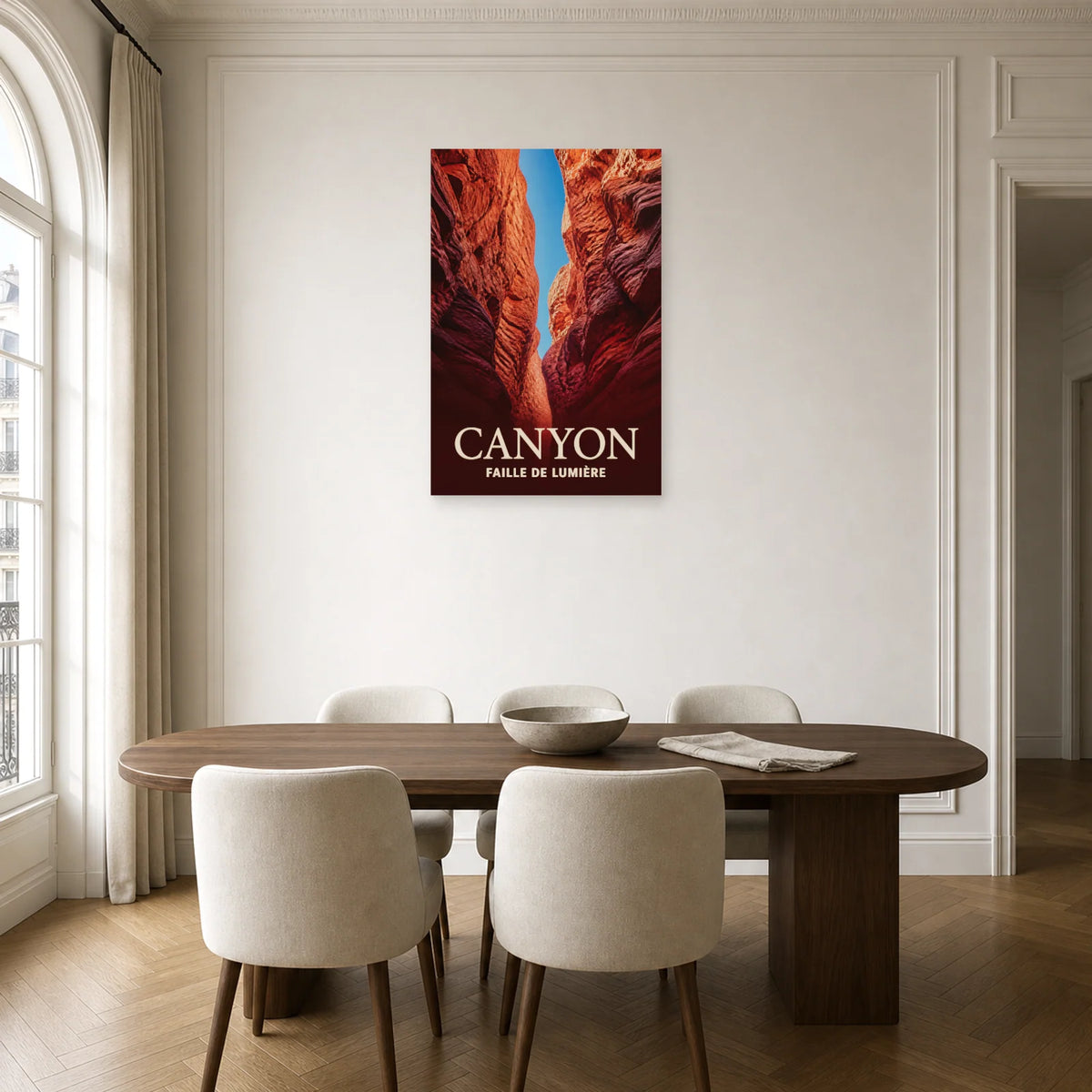 Affiche Canyon - Faille de lumière dans une salle à manger - Art Virtuoso