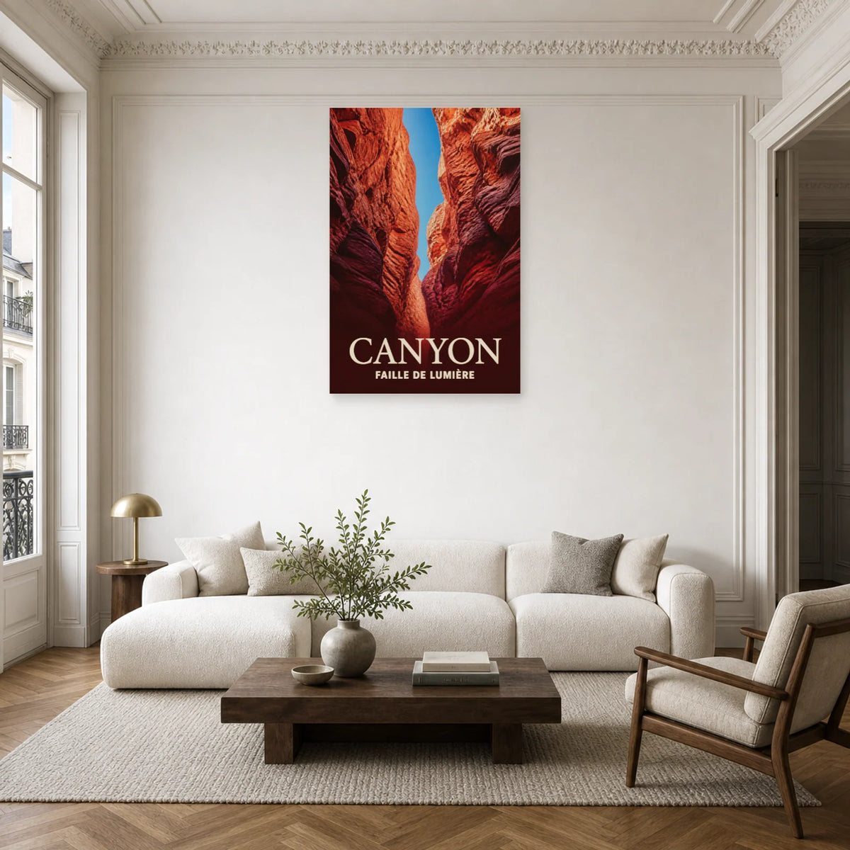 Affiche Canyon - Faille de lumière dans un salon - Art Virtuoso