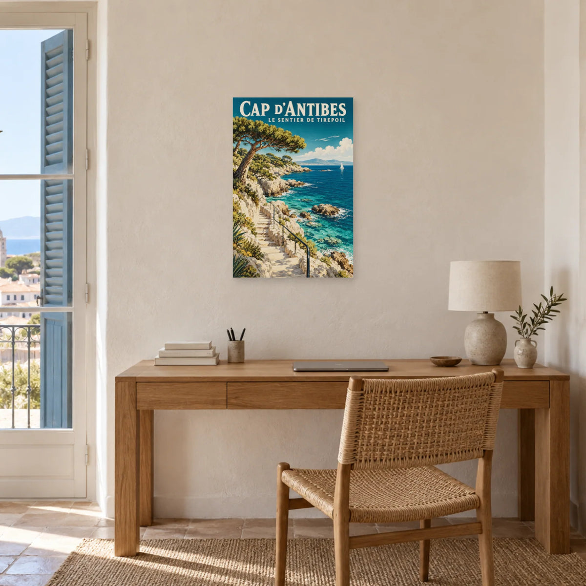 Affiche Cap d'Antibes - Sentier de Tirepoil dans un bureau - Art Virtuoso