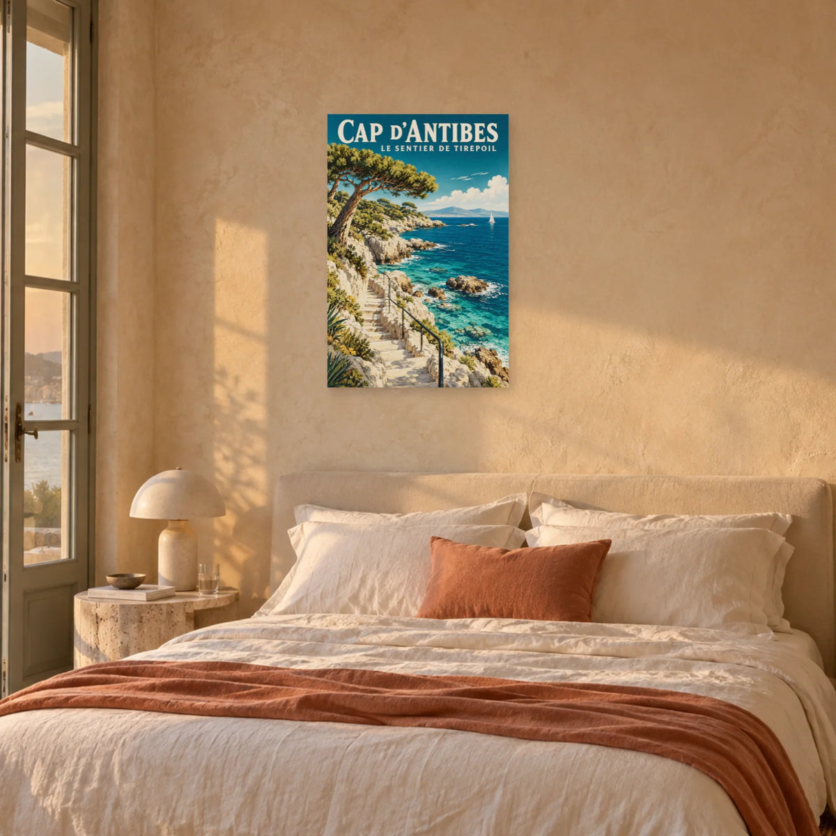Affiche Cap d'Antibes - Sentier de Tirepoil dans une chambre - Art Virtuoso