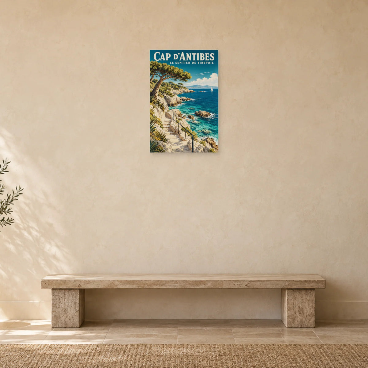 Affiche Cap d'Antibes - Sentier de Tirepoil dans une entrée ou un couloir - Art Virtuoso