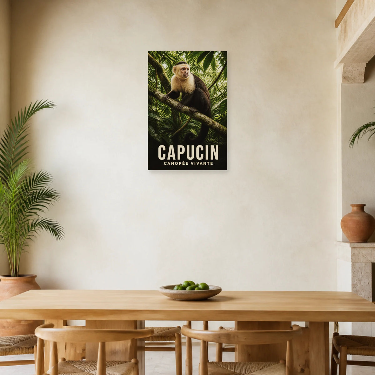 Affiche Capucin – Canopée vivante dans une salle à manger - Art Virtuoso