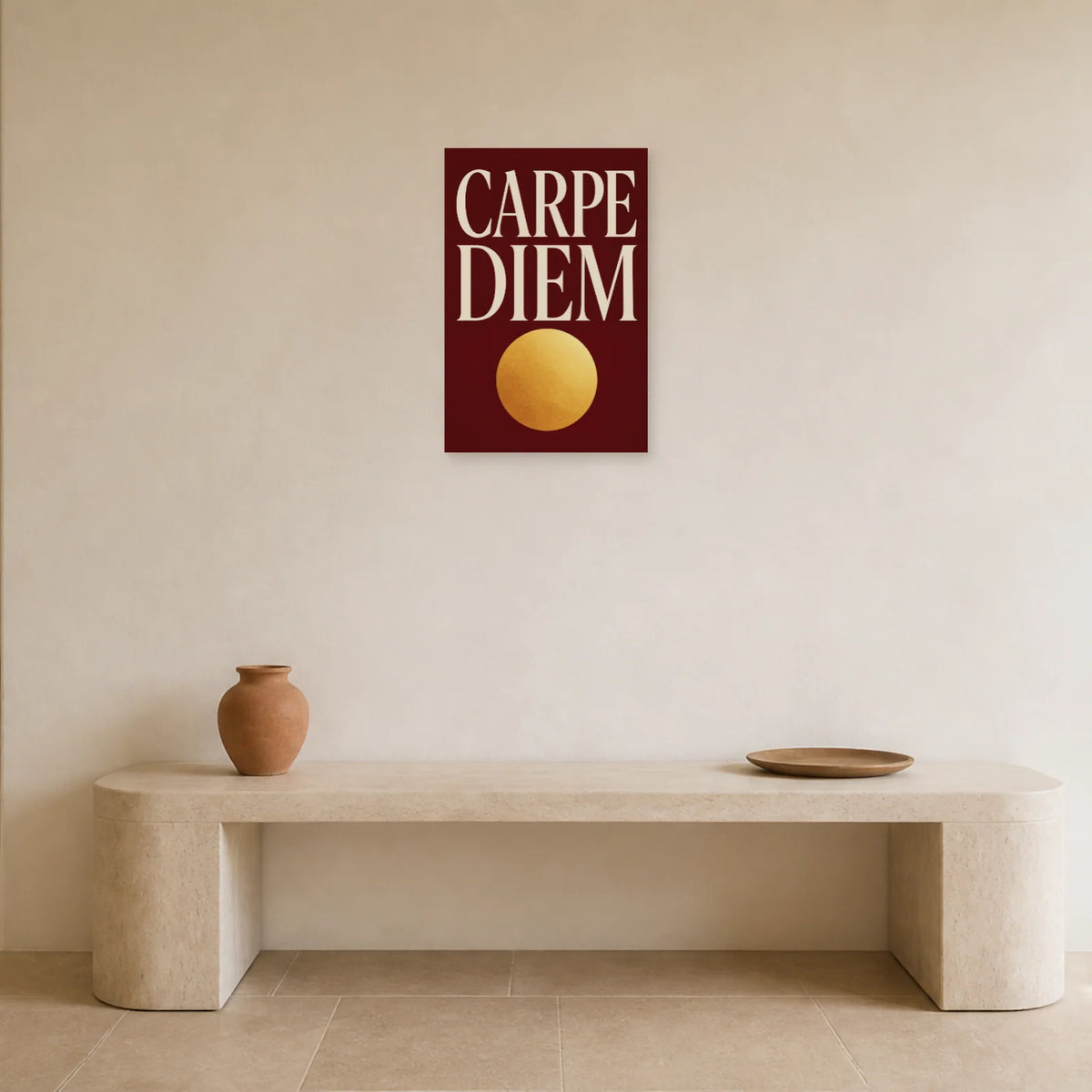 Affiche Carpe diem – Soleil doré dans une entrée ou un couloir - Art Virtuoso