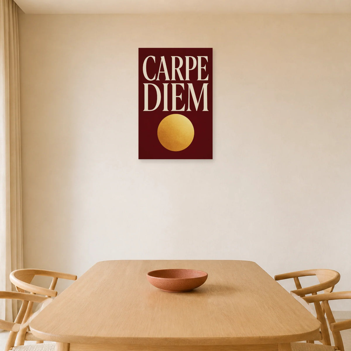Affiche Carpe diem – Soleil doré dans une salle à manger - Art Virtuoso