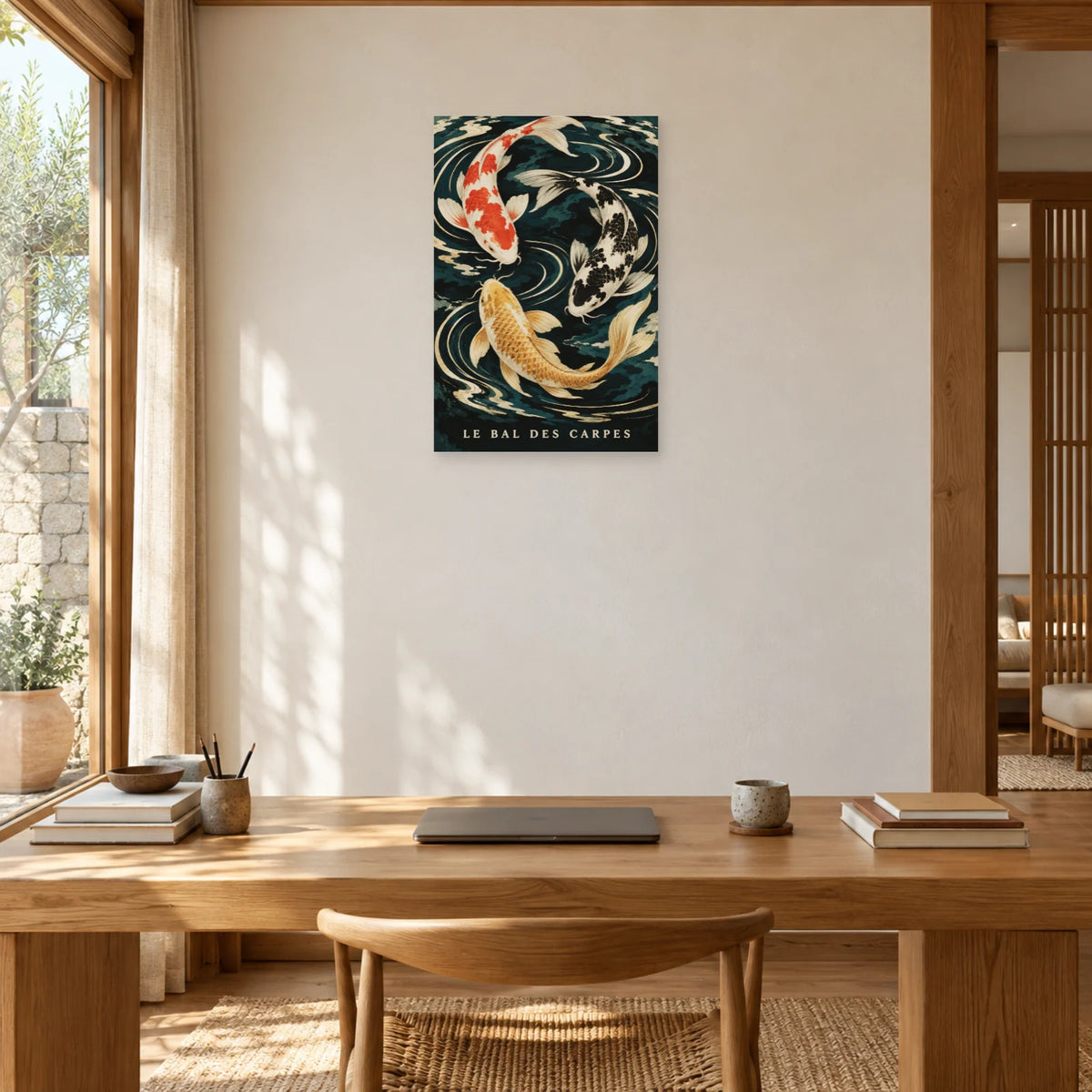 Affiche Carpes koï - Le bal de l'eau dans un bureau - Art Virtuoso