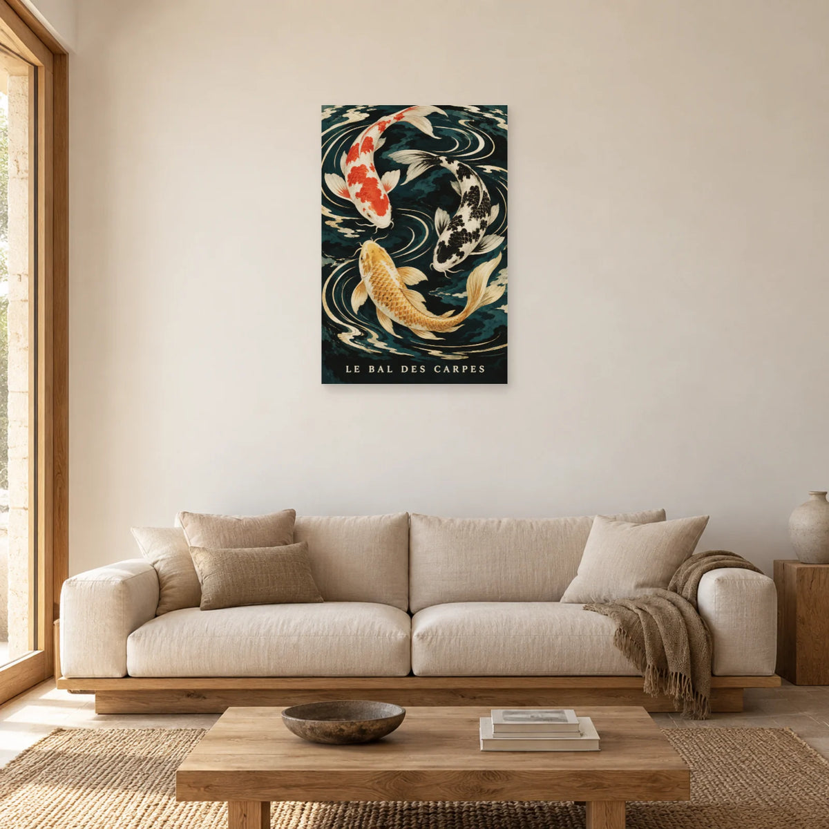 Affiche Carpes koï - Le bal de l'eau dans un salon - Art Virtuoso