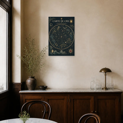 Affiche Carte du Ciel – Constellations dans une salle à manger - Art Virtuoso