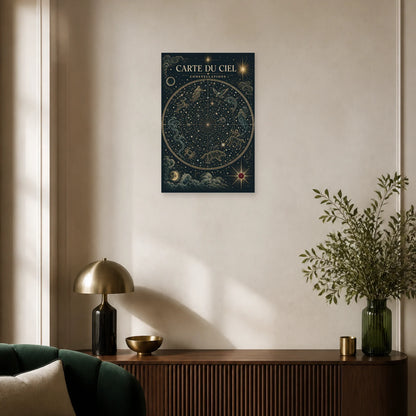 Affiche Carte du Ciel – Constellations dans un salon - Art Virtuoso