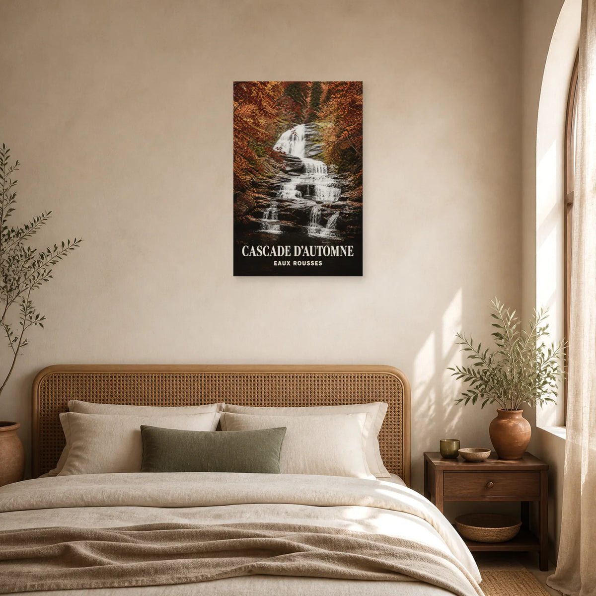 Affiche Cascade d’Automne – Eaux Rousses dans une chambre - Art Virtuoso