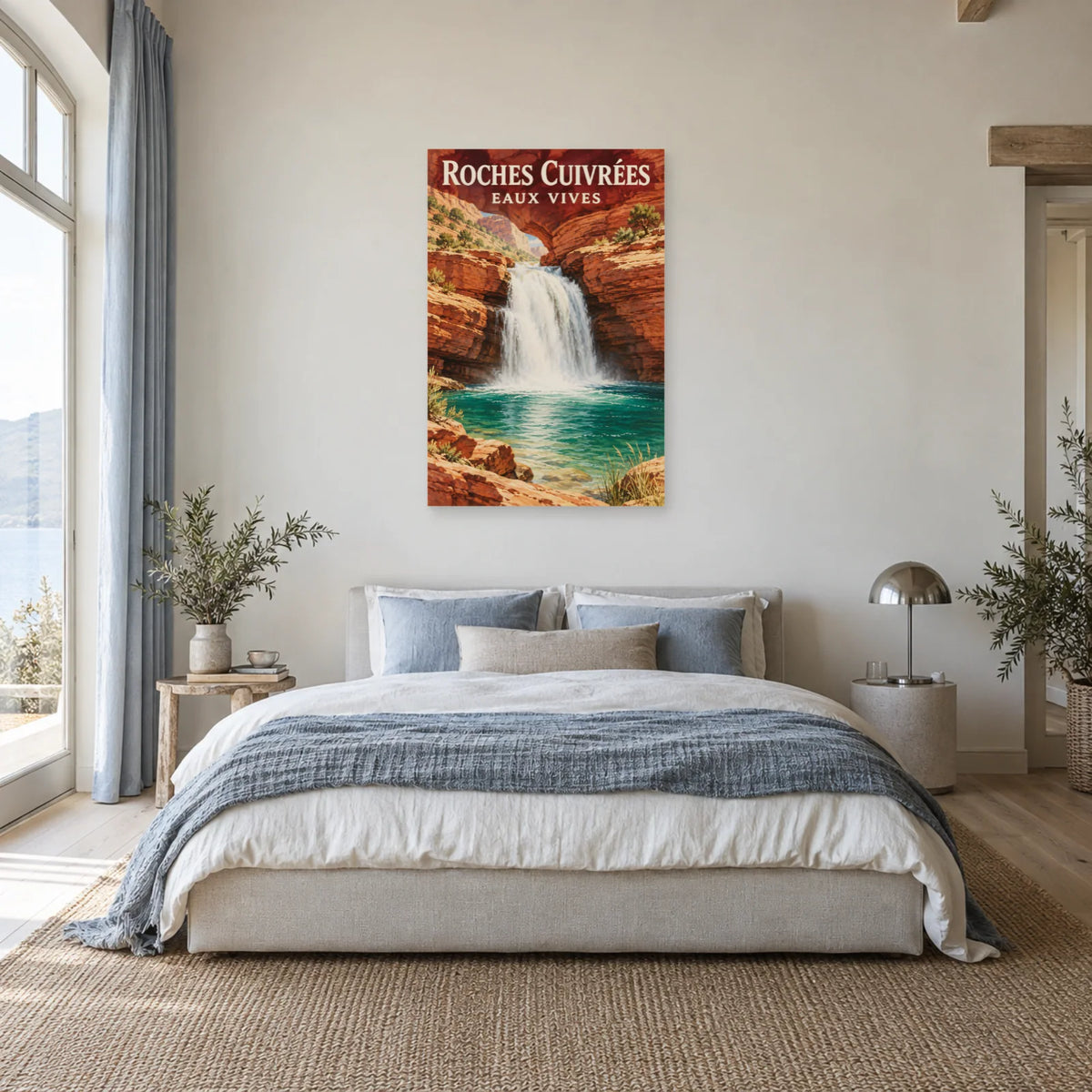 Affiche Cascade du canyon – Roches cuivrées dans une chambre - Art Virtuoso