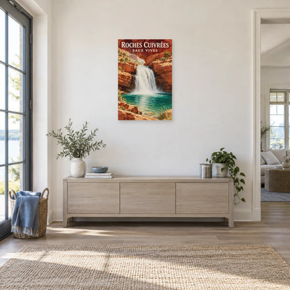 Affiche Cascade du canyon – Roches cuivrées dans une entrée ou un couloir - Art Virtuoso