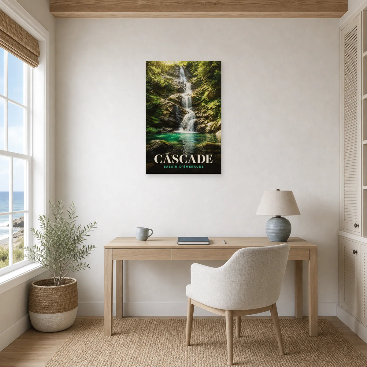 Affiche Cascade – Bassin d'Émeraude dans un bureau - Art Virtuoso