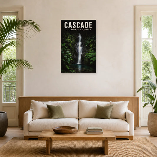 Affiche Cascade – Forêt tropicale dans un salon - Art Virtuoso