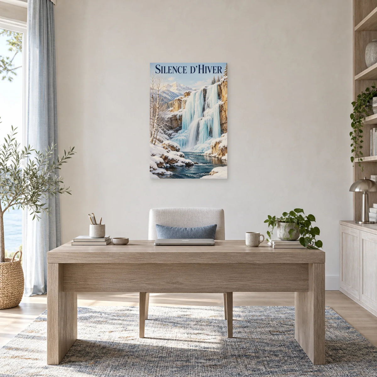 Affiche Cascade de glace – Silence d’hiver dans un bureau - Art Virtuoso